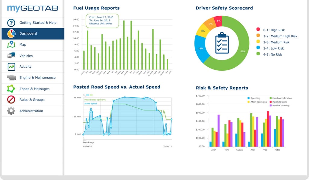 Geotab fuel management solution interface