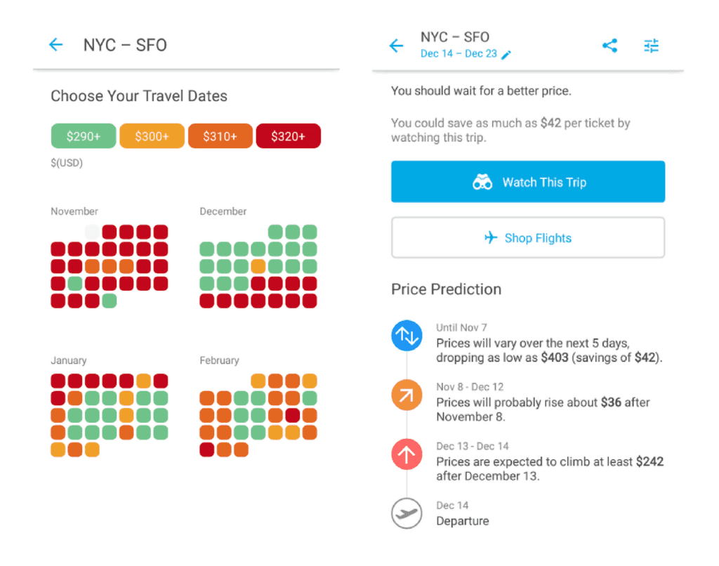 Hopper fare forecast app