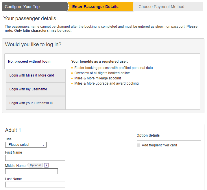 Log-in reminder at Lufthansa