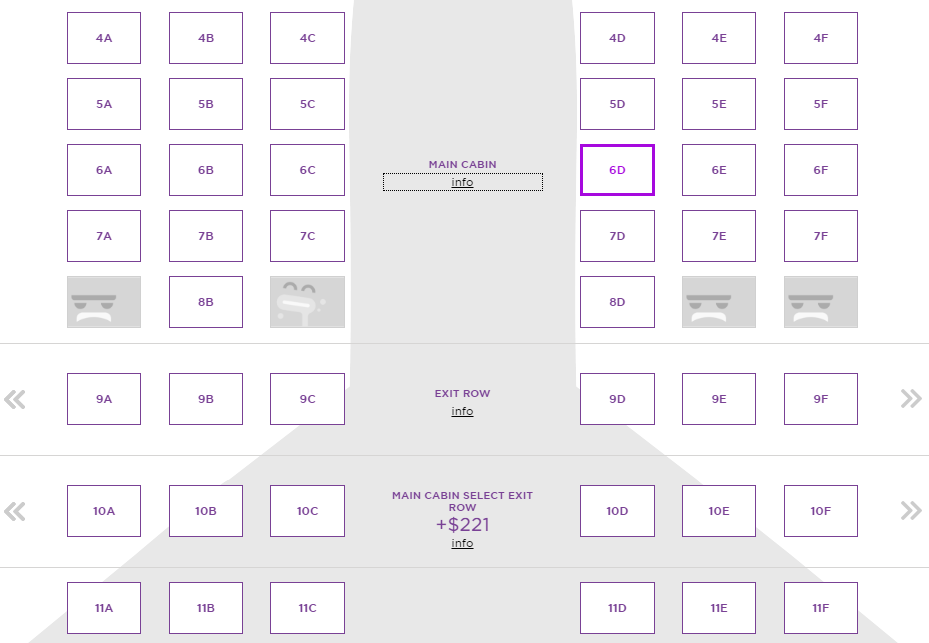 Seating selection at Virgin America