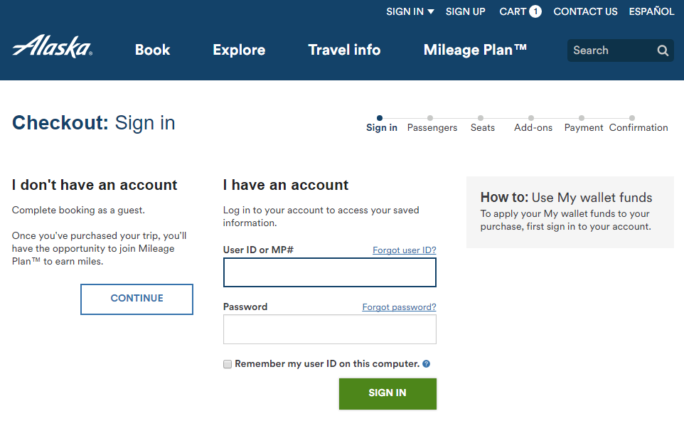 Alaska Airlines sign-in