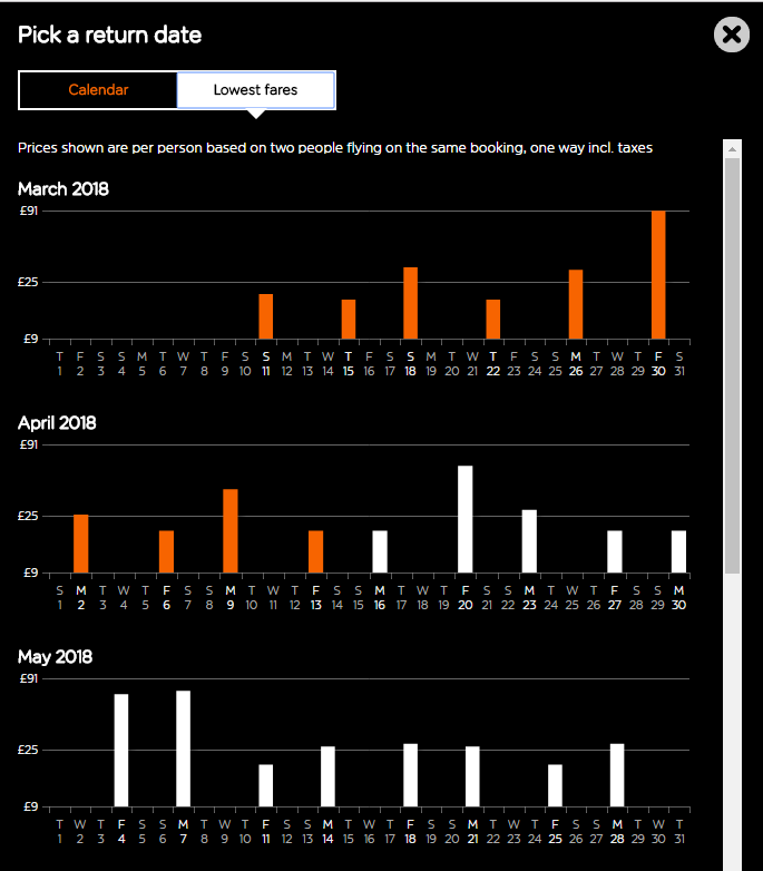 EasyJet flex search