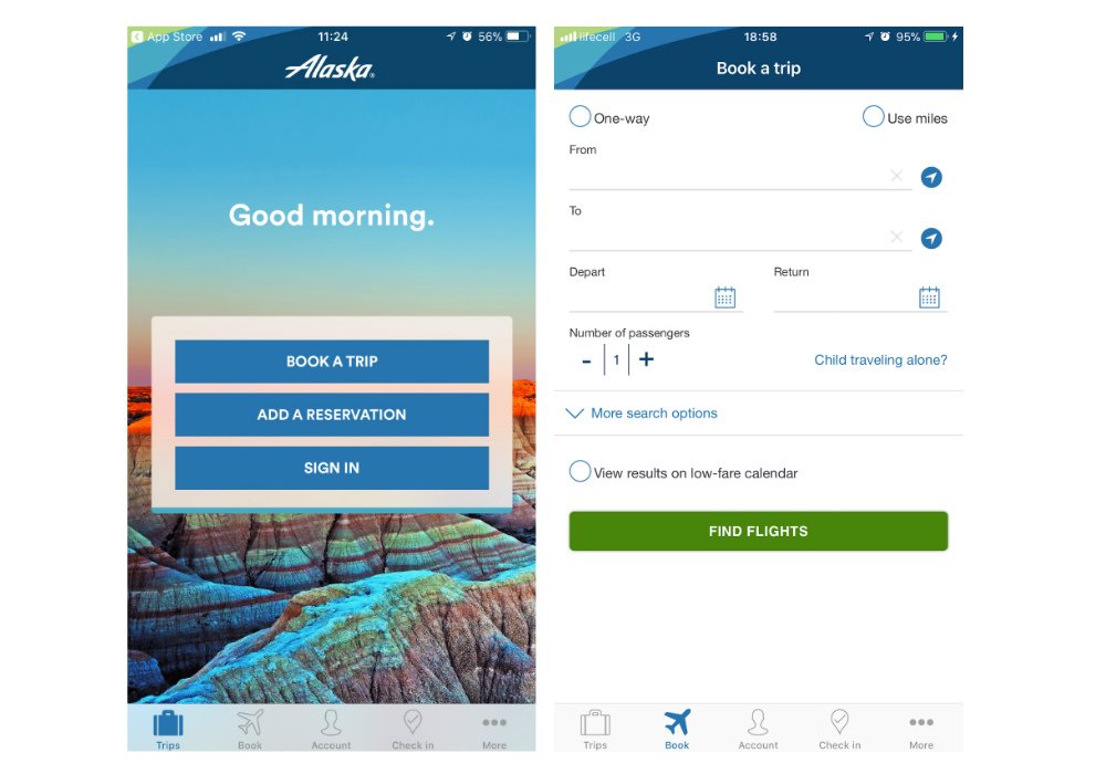 Alaska airlines UX