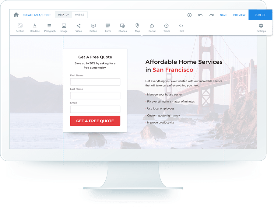 Instapage landing page builder