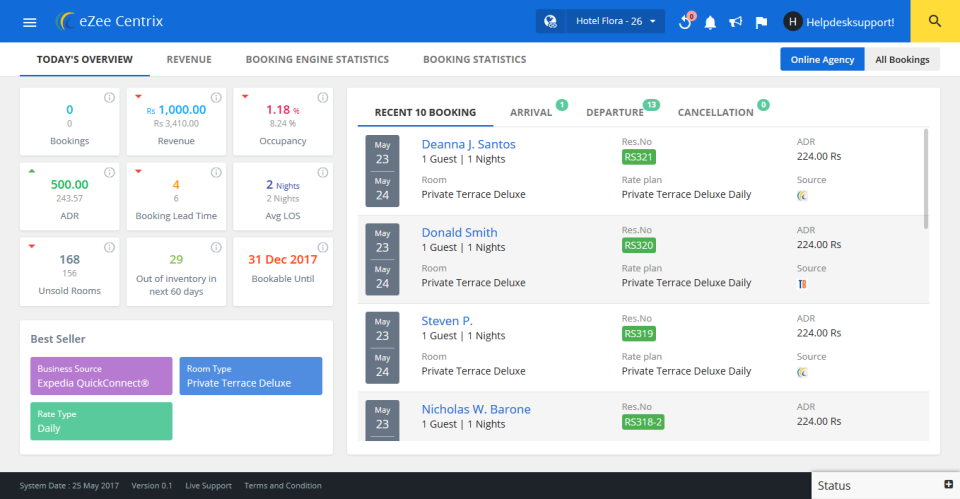 eZee Centrix interface