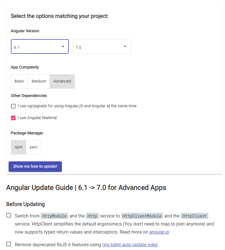 Angular updates