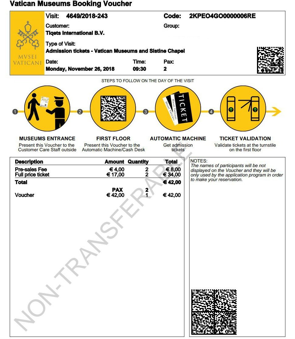 Booking confirmation on Tiqets