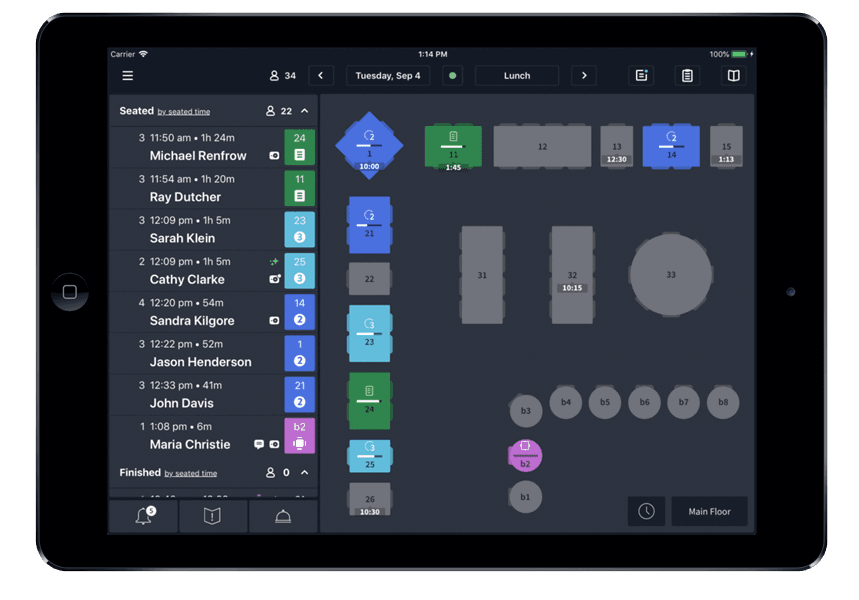 Table management dashboard on OpenTable