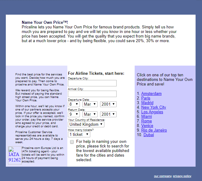 Priceline in 2001