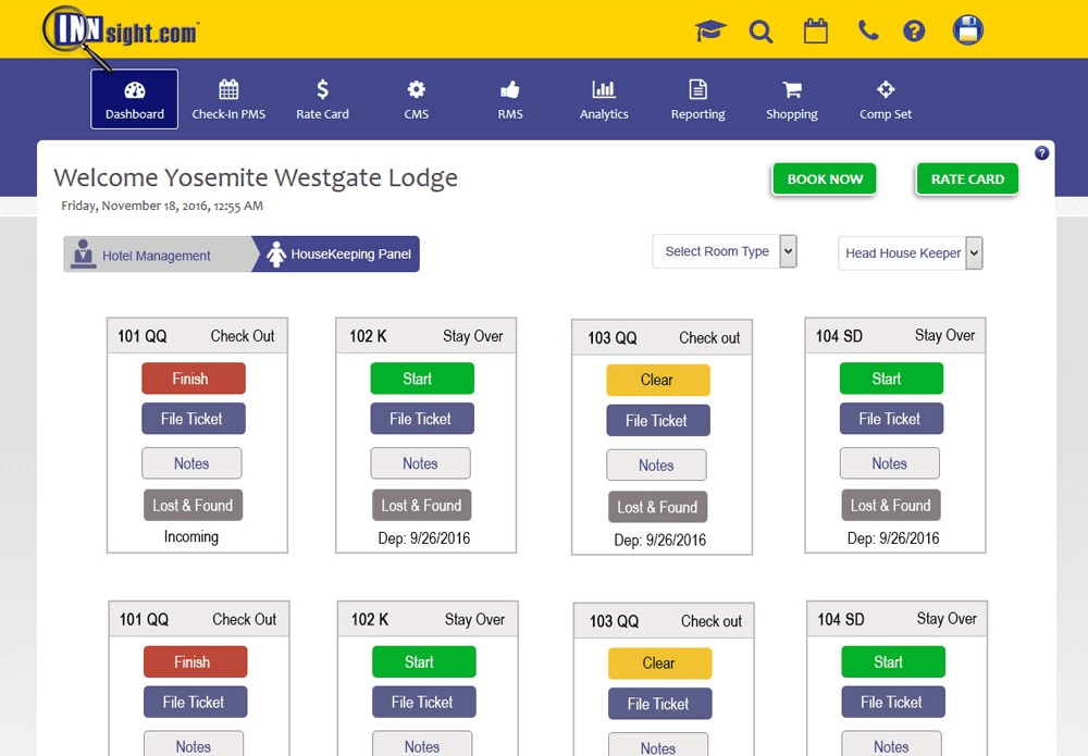 A housekeeping panel with room status indication