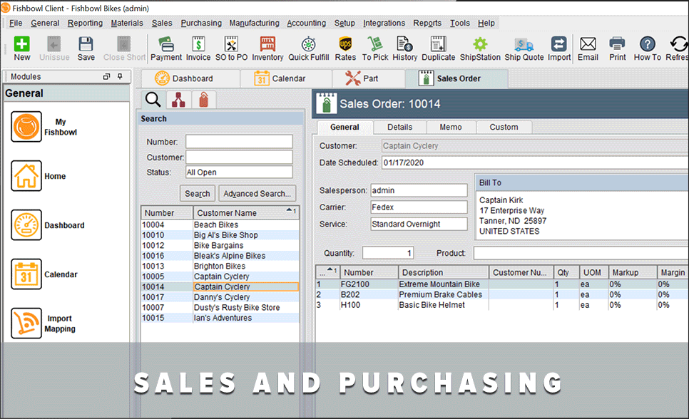 Fishbowl Order management interface\\n