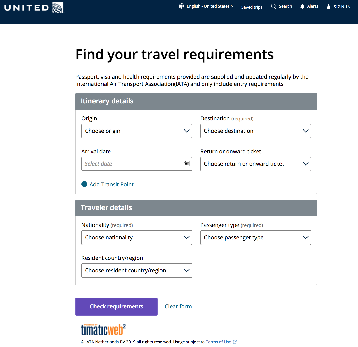 iata travel requirements check