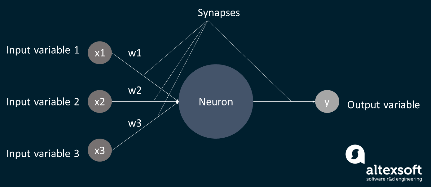 Schematic illustration of neuron functionality in a neural network