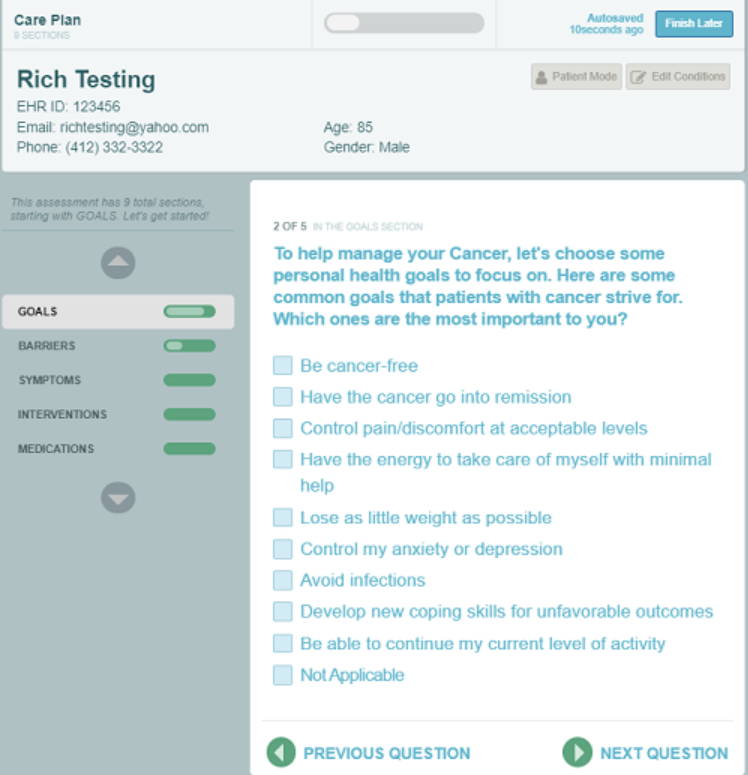 Care plan example