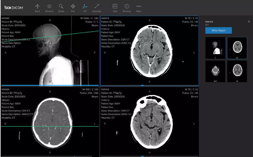 DICOM file with images and metadata