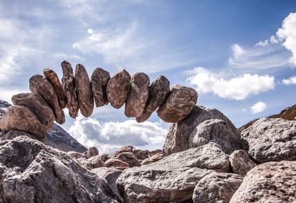 An image of a stone sculpture in the Swiss Alps