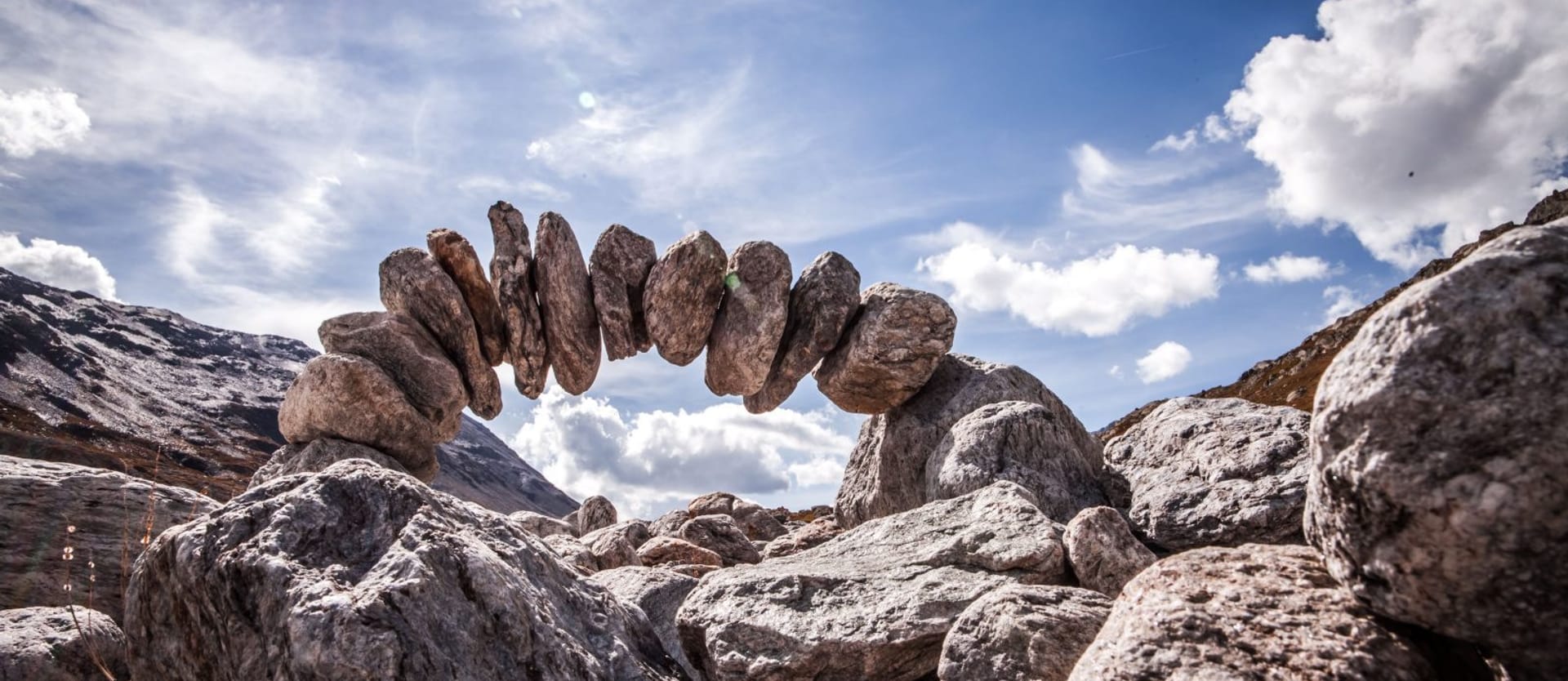 An image of a stone sculpture in the Swiss Alps