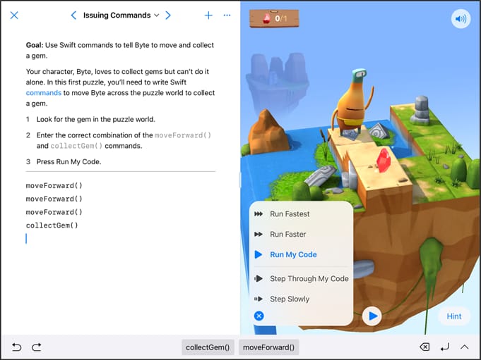 swift playgrounds interface