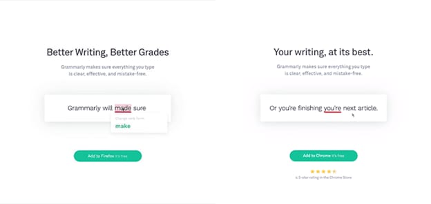 Smart content on Grammarly aimed at different segments