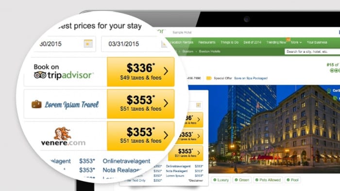 Instant Booking option in TripAdvisor search results