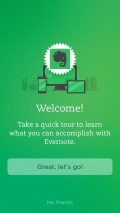 evernote app onboarding flow screenshot