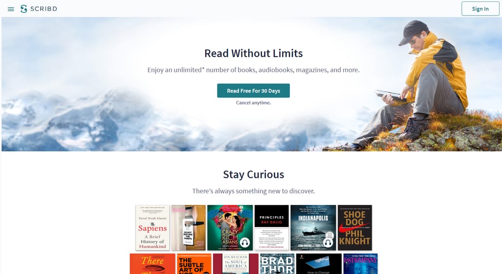 Scribd landing page