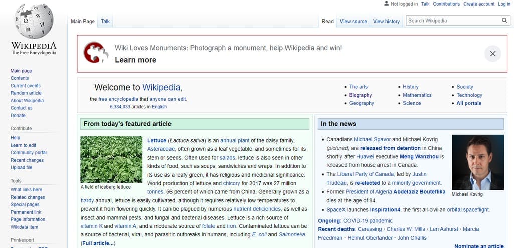 wikipedia homepage