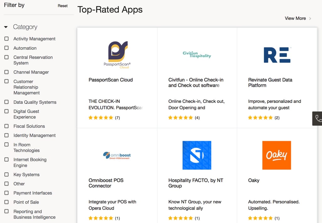 OPERA Cloud Hospitality Marketplace provides a massive selection of third-party integrations