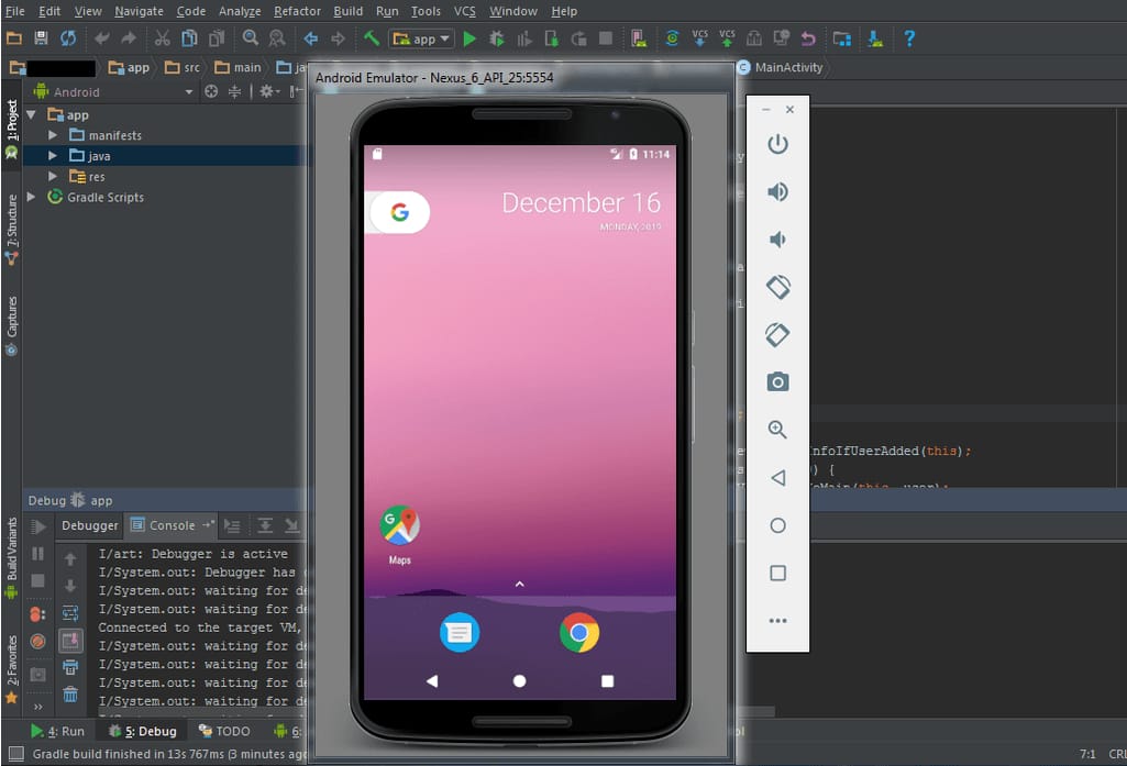 Android emulator in Android Studio