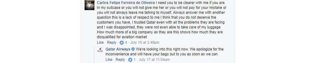 Qatar Airways in Facebook