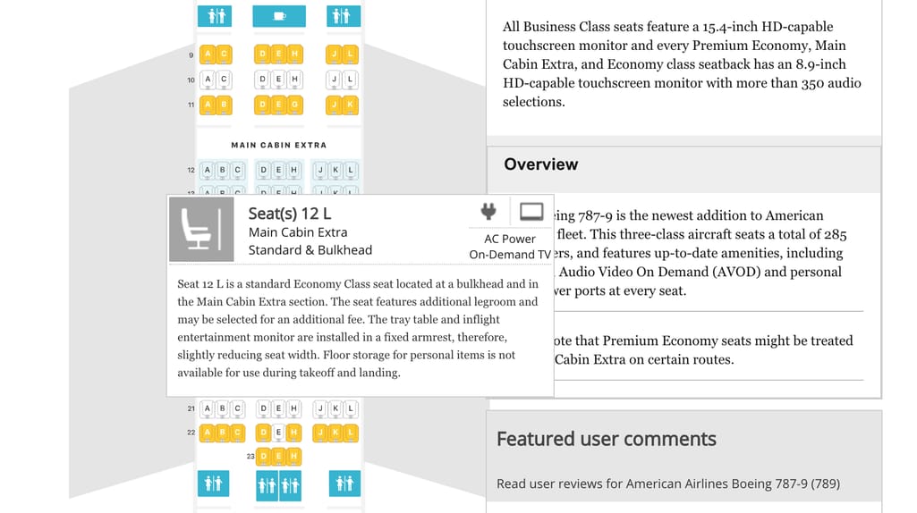 The very detailed seat maps on SeatGuru