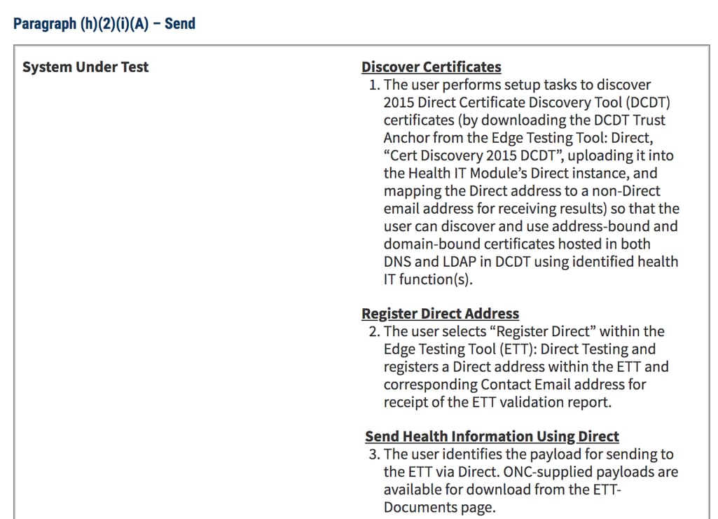 ehr test procedure