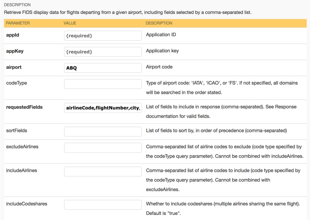 FlightStats interactive documentation