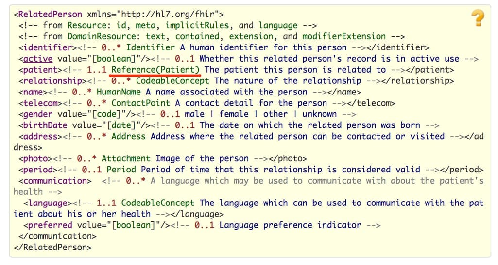 A resource RelatedPerson has a reference to a Patient resource
