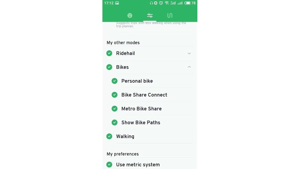 transit app transportation mode