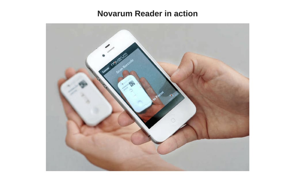 novarum reader in action, Novarum DX scanning QR code