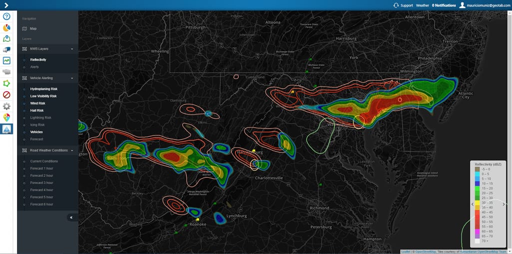 A map-based data visualization of road hazards