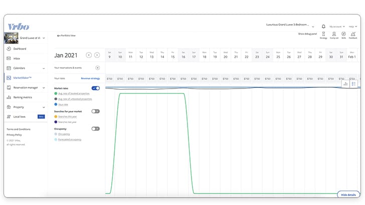MarketMaker tab in Vrbo host profile