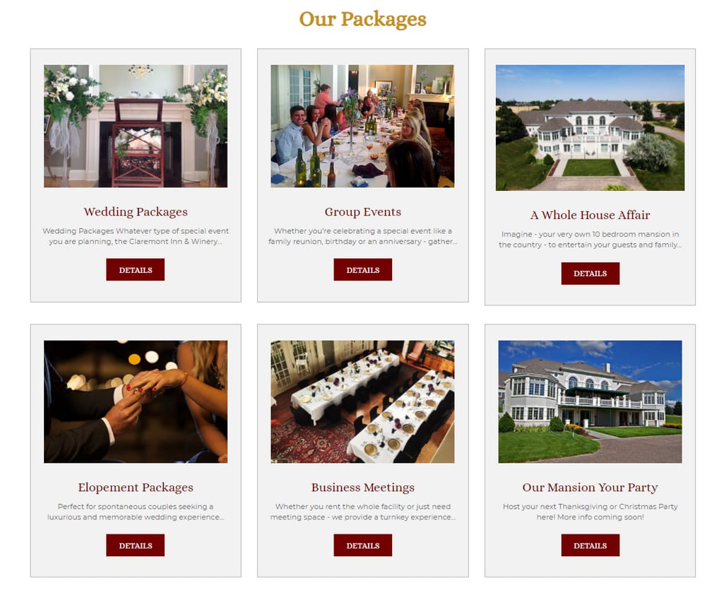 claremont inn packages