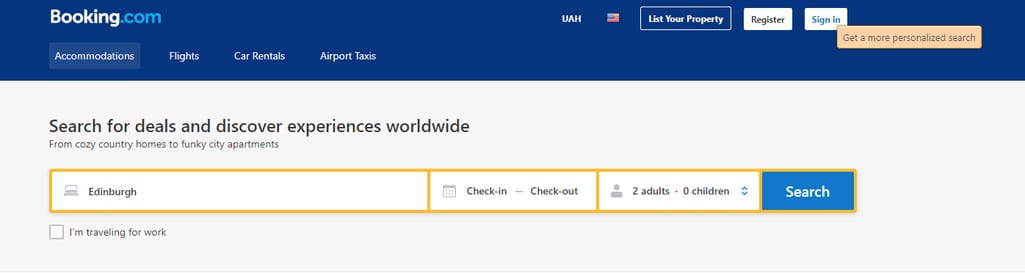 Booking com personalization