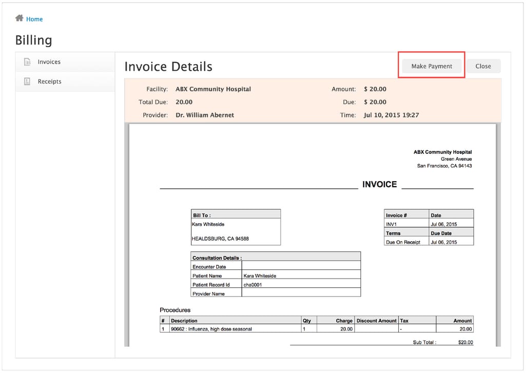 billing interface