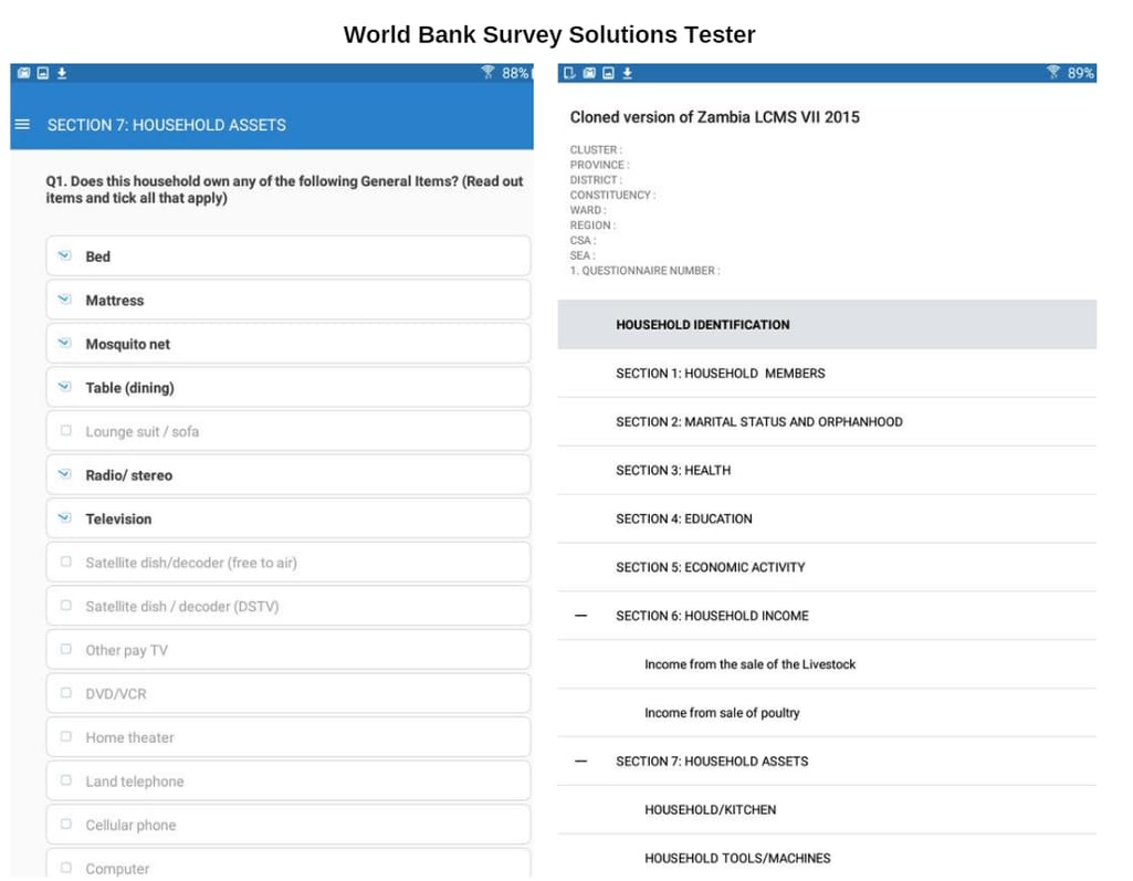 World Bank Tester UI, World Bank Survey Solutions Tester