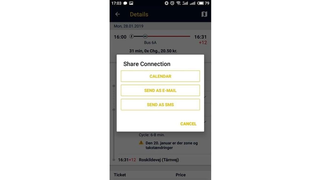 share connection rejseplanen
