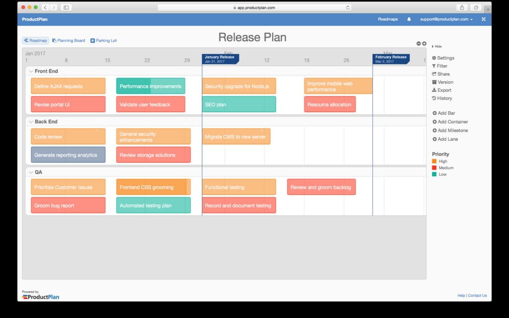 Release plan example
