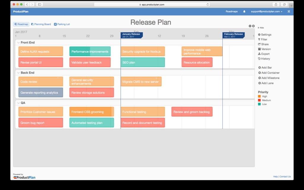 Release plan example