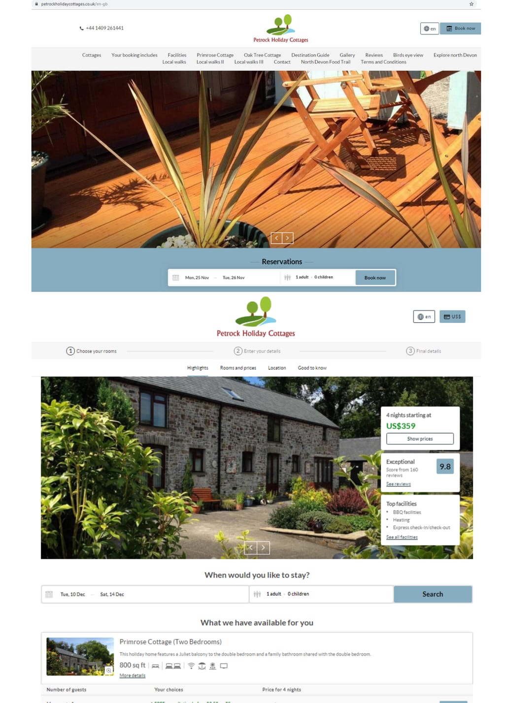 A website created using WebDirect