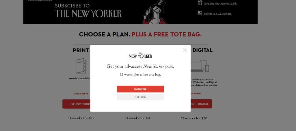 Exit pop-up The New Yorker