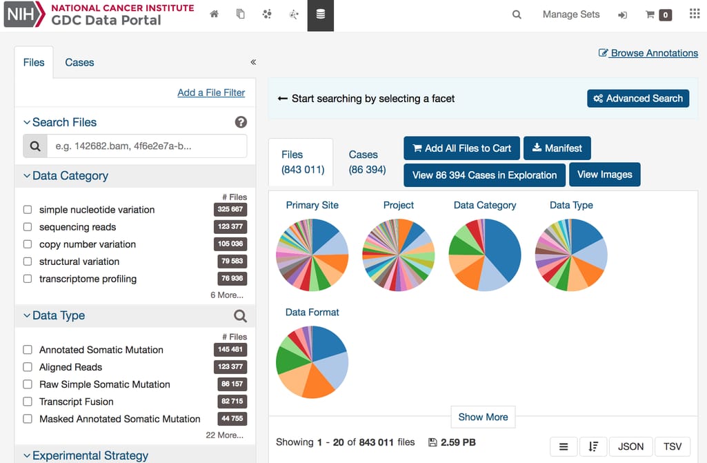 GDC Data Portal interface