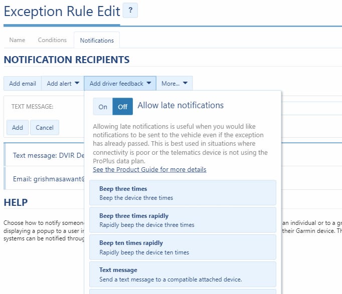 The notifications dashboard