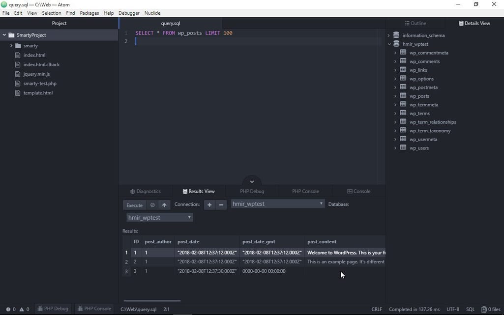 SQL support in Atom